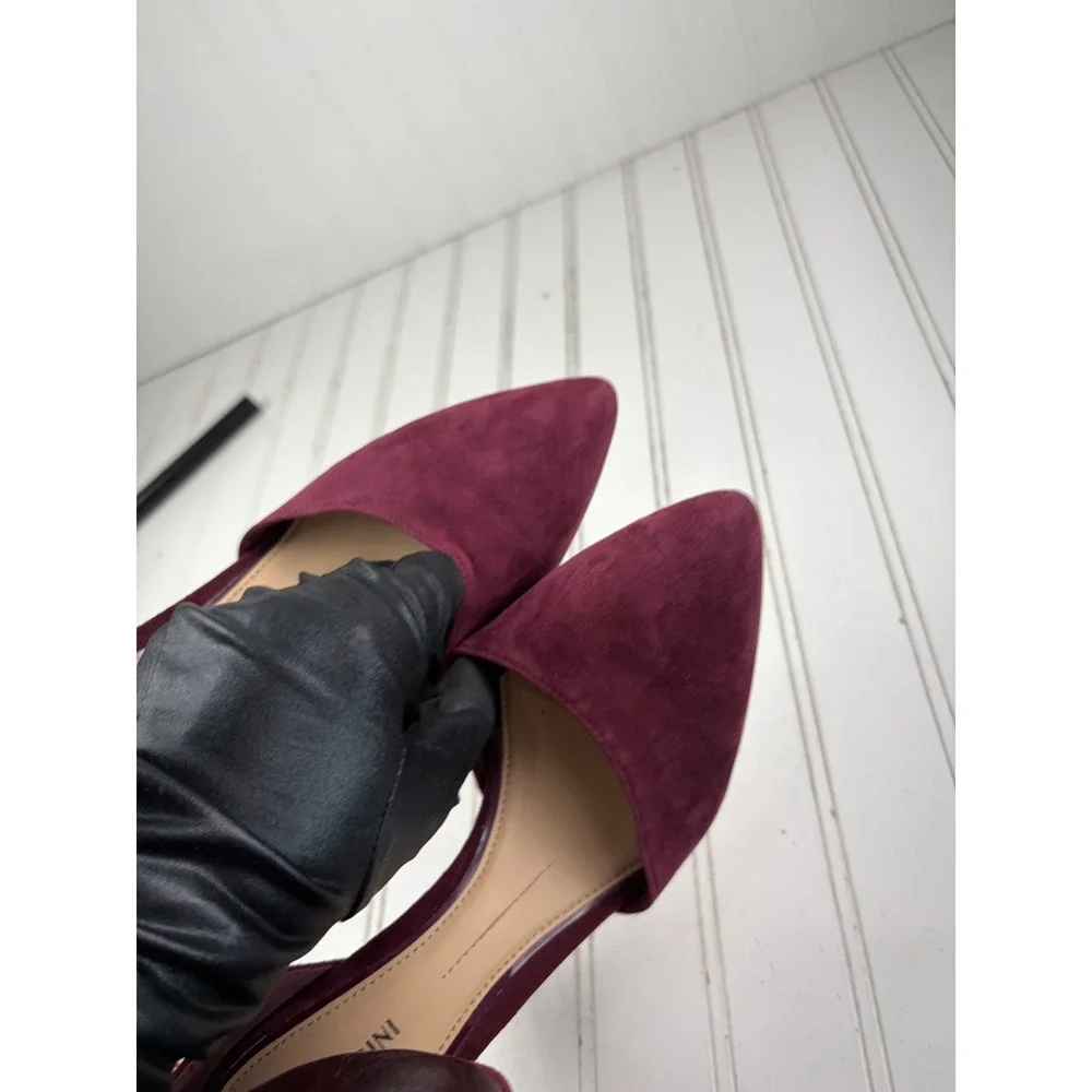 Gianni Bini Vintage Burgundy Suede Ankle Strap d'Orsay Heels Women's Size 8.5M